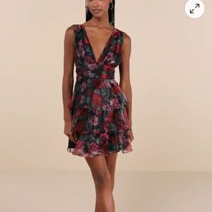Floral V-Neck Layered Dress